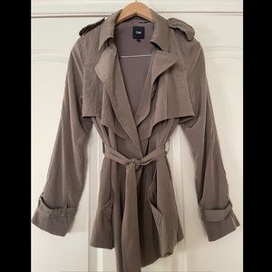 Gap Taupe/Gray Tie-Waist Trench Coat Rain Jacket